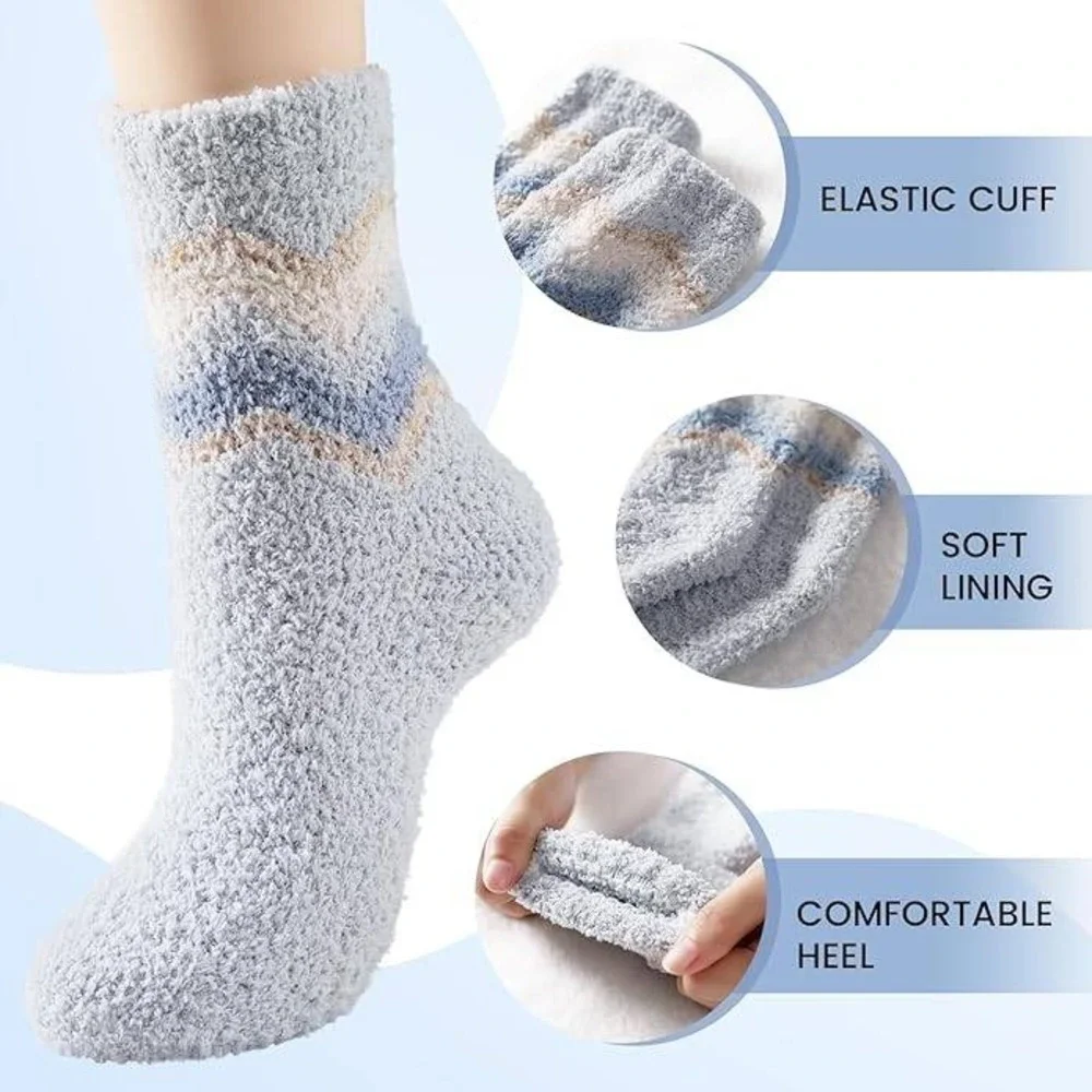 Premillow 5 Pairs Women's Fuzzy Socks Winter Fluffy Cozy Socks with Coral Fleece